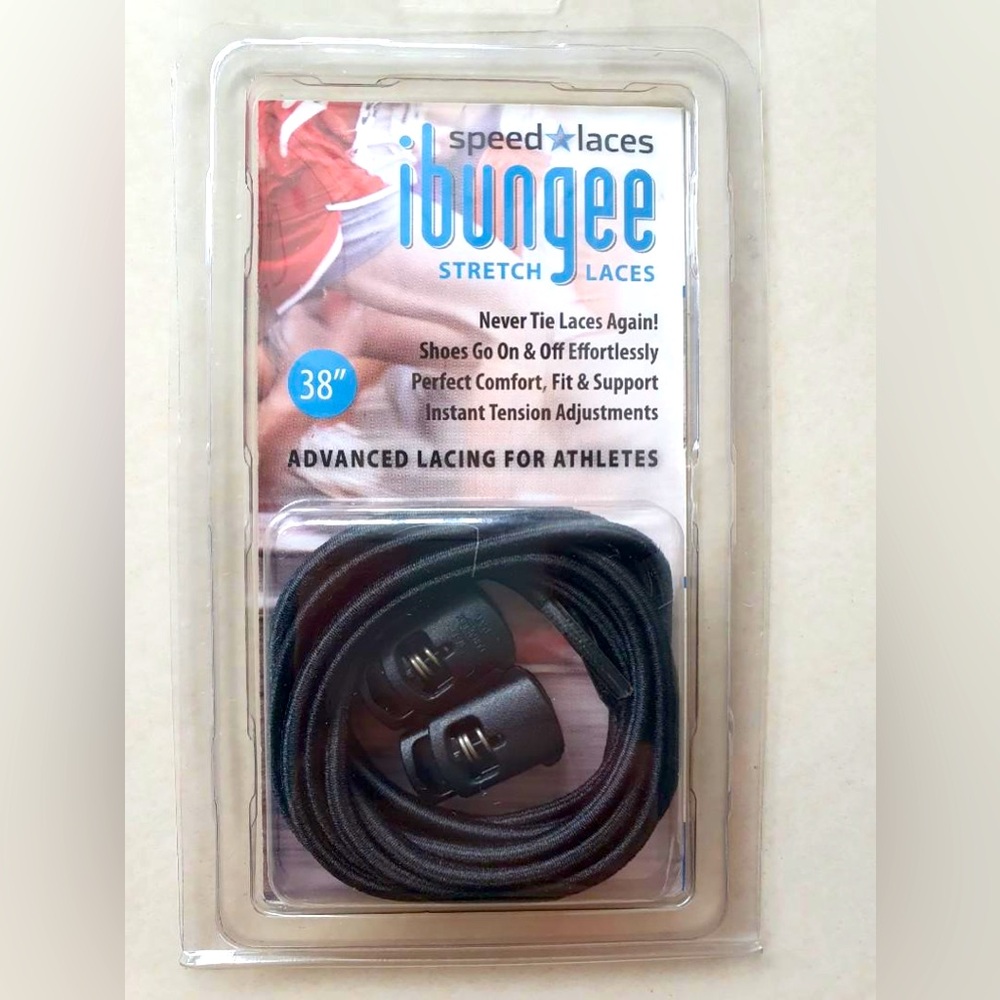 Ibungee No Tie Black Stretch Speed Shoe Laces